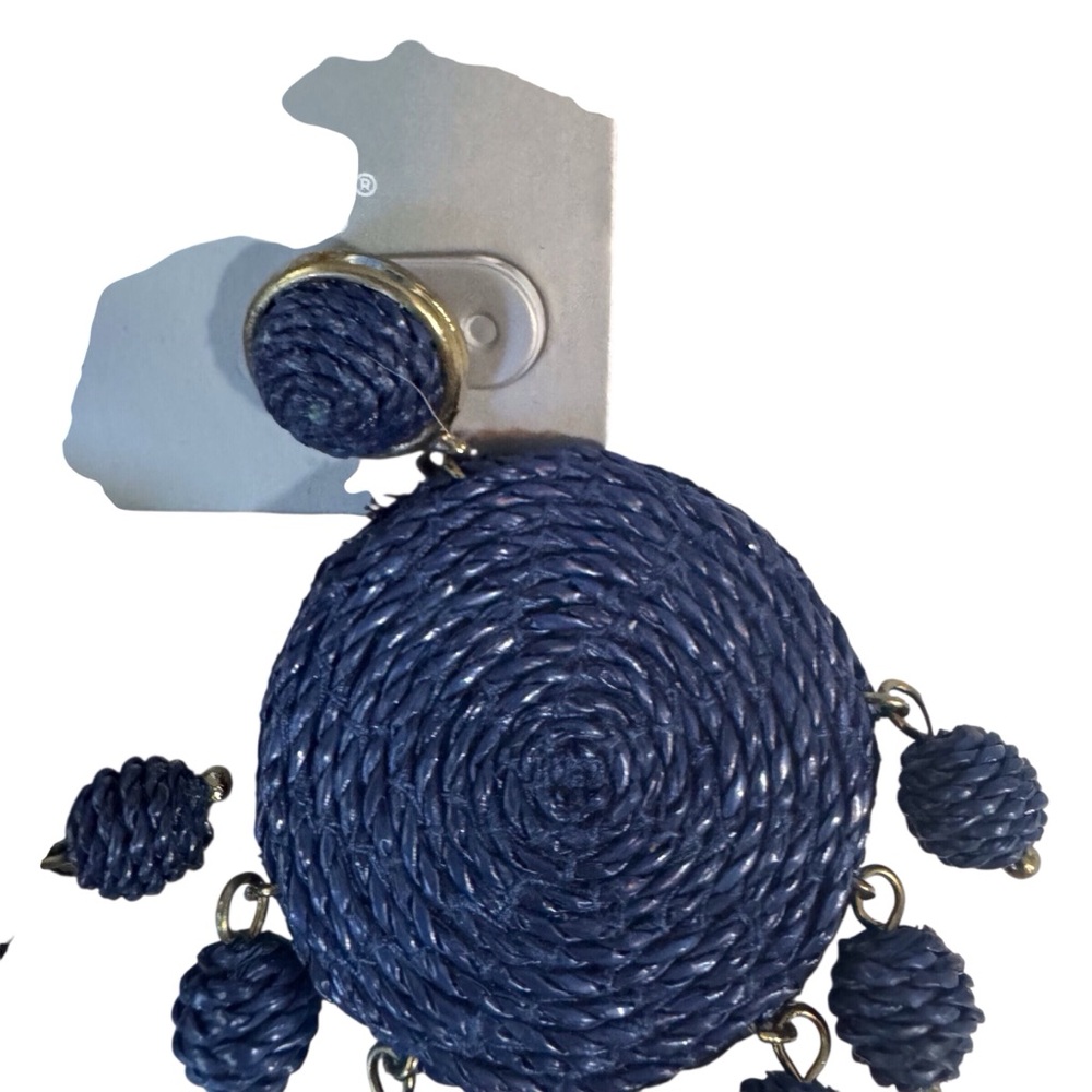 ❌❌❌❌❌Chicos NWT $35 Navy Blue Boho Western Group Beaded Circular Dangle Earrings - Picture 3 of 6